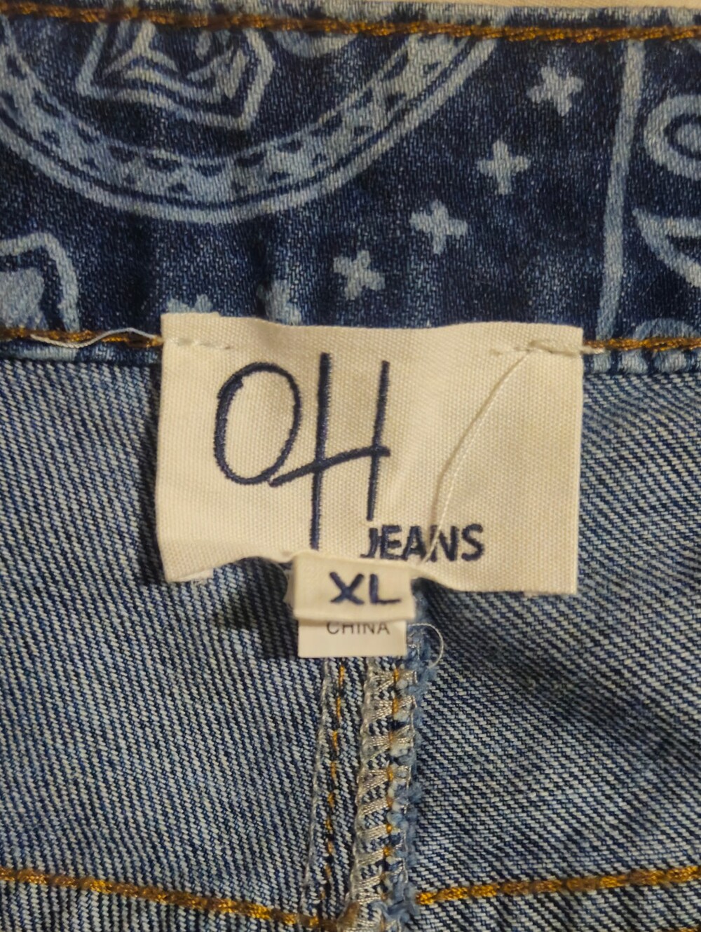 Blue Bandana Print Distressed Baby Barrel Jeans (XL) - Picture 6 of 7